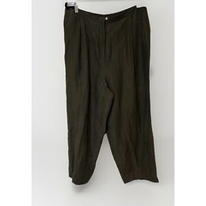 Eileen Fisher Womens Pants Sz 3X Dark Green Silk Pleated Lightweight Career